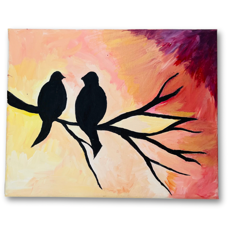 Birds On Branch Canvas